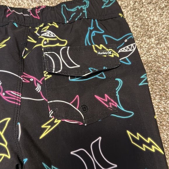 Boys Hurley Swimming Trunks. Drawstring and Velcro back pocket. - Picture 4 of 4